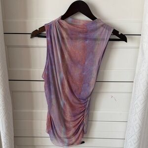 Zara Lavender Pink Multicolor Draped Sleeveless Top